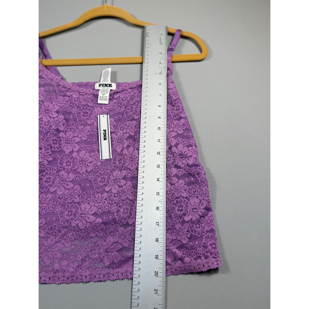 Victoria's Secret PINK Purple Floral Lace Camisole XXL Sheer Adjustable Strap - Picture 6 of 9